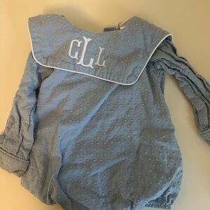 Stitchy Fish Light Blue Textured Baby Romper